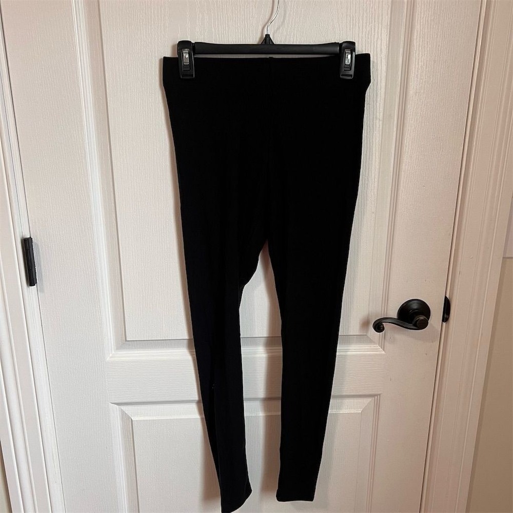 Old Navy Womens Ribbed Leggings Black Cotton Blend Stretch Pants Size Small NWOT